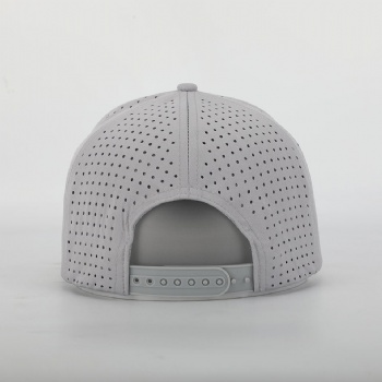 High Quality 5 Panel Grey Laser Cut Hole Perforated baseball cap