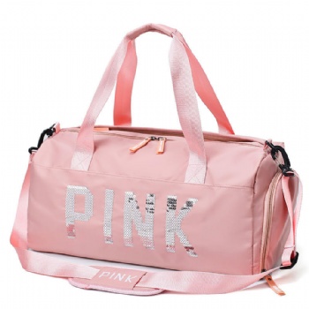 pink duffle bag