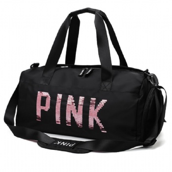 pink duffle bag