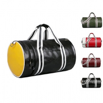 black leather duffle bag