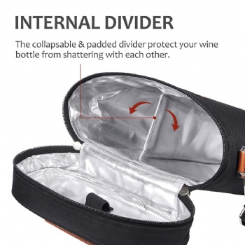 2 Bottle insulated cooler bag wine carrier tote bag